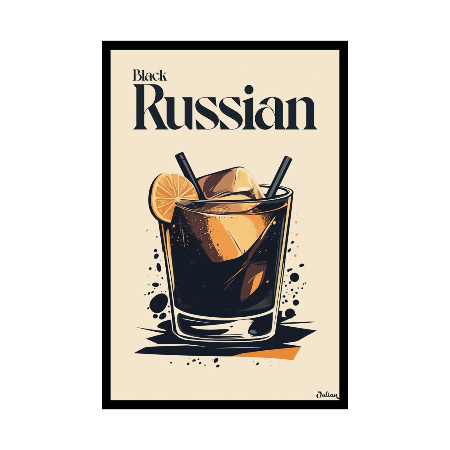 The Black Russian Cocktail Poster - Matte Vertical Posters, Cocktail Art Print, Decor, Wall Art, Home Decor, Cocktail Gift