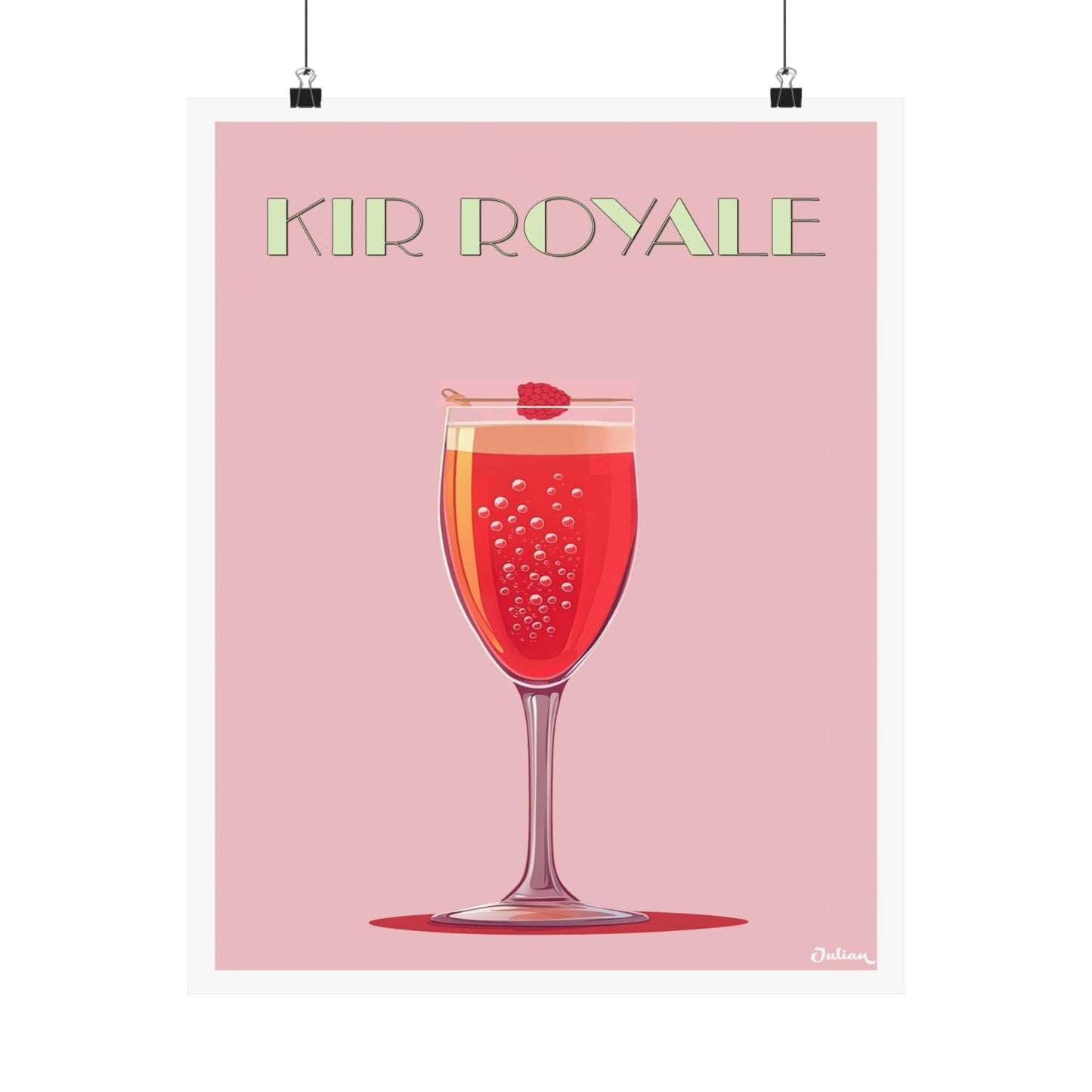 The Kir Royale Cocktail Poster - Matte Vertical Posters, Cocktail Art Print, Decor, Wall Art, Home Decor, Cocktail Gift
