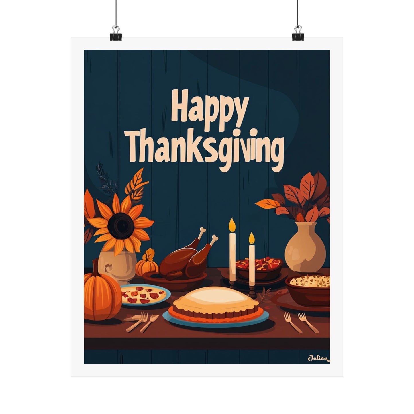 Happy Thanksgiving Poster - Matte Vertical Posters, Thanksgiving Art Print, Decor, Wall Art, Home Decor, Gift for Thanksgiving