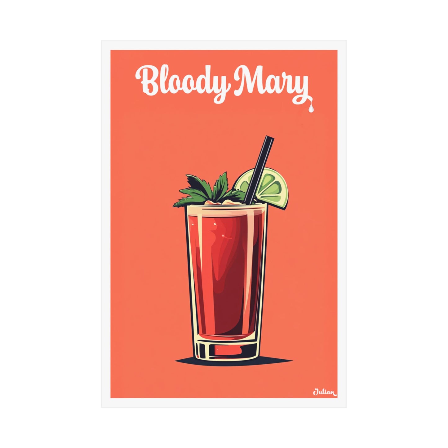 The Bloody Mary Cocktail Poster - Matte Vertical Posters, Cocktail Art Print, Decor, Wall Art, Home Decor, Cocktail Gift