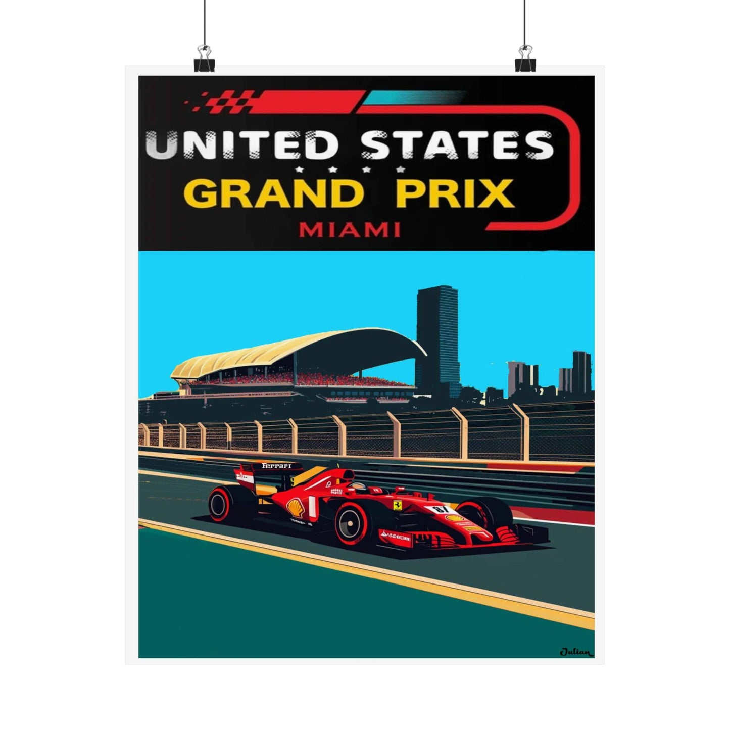 Miami Grand Prix Formula One F1 Poster - Matte Vertical Posters, F1 Art Print, Decor, Wall Art, Home Decor, F1 Poster Gift