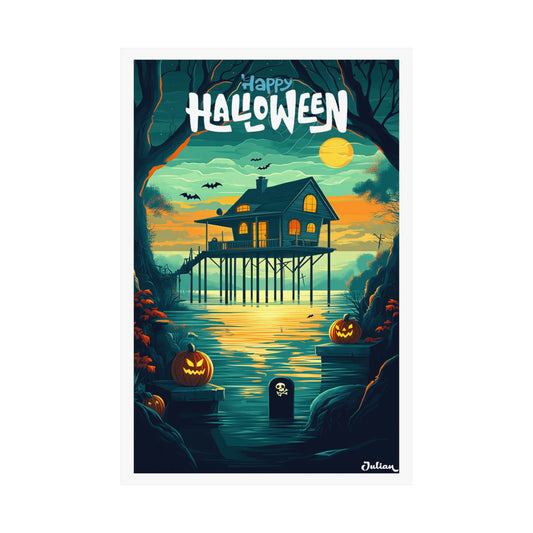 Happy Halloween Poster - Matte Vertical Posters, Halloween Art Print, Coastal Decor, Wall Art, Home Decor, Gift for Halloween