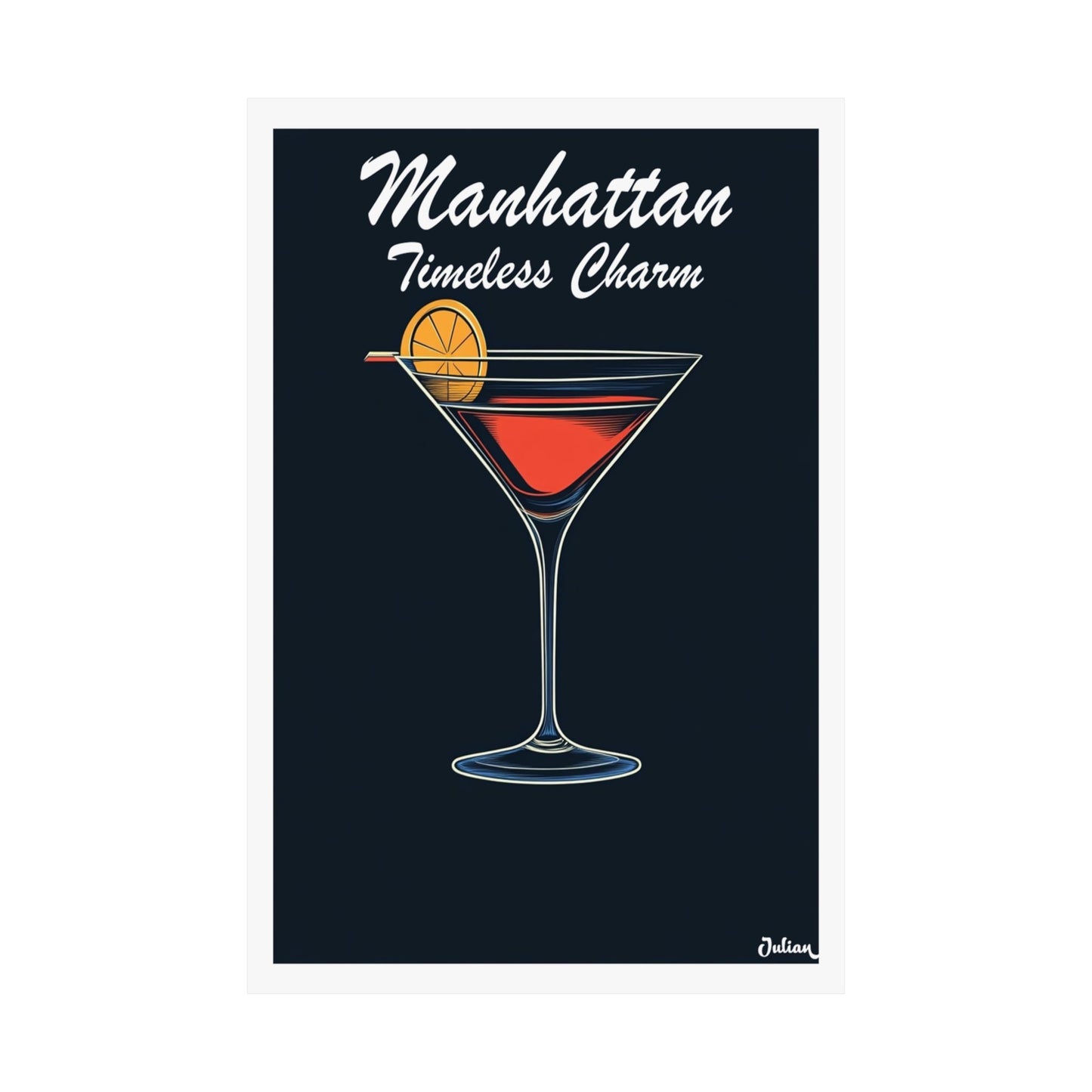 The Manhattan Cocktail Poster - Matte Vertical Posters, Cocktail Art Print, Decor, Wall Art, Home Decor, Cocktail Gift