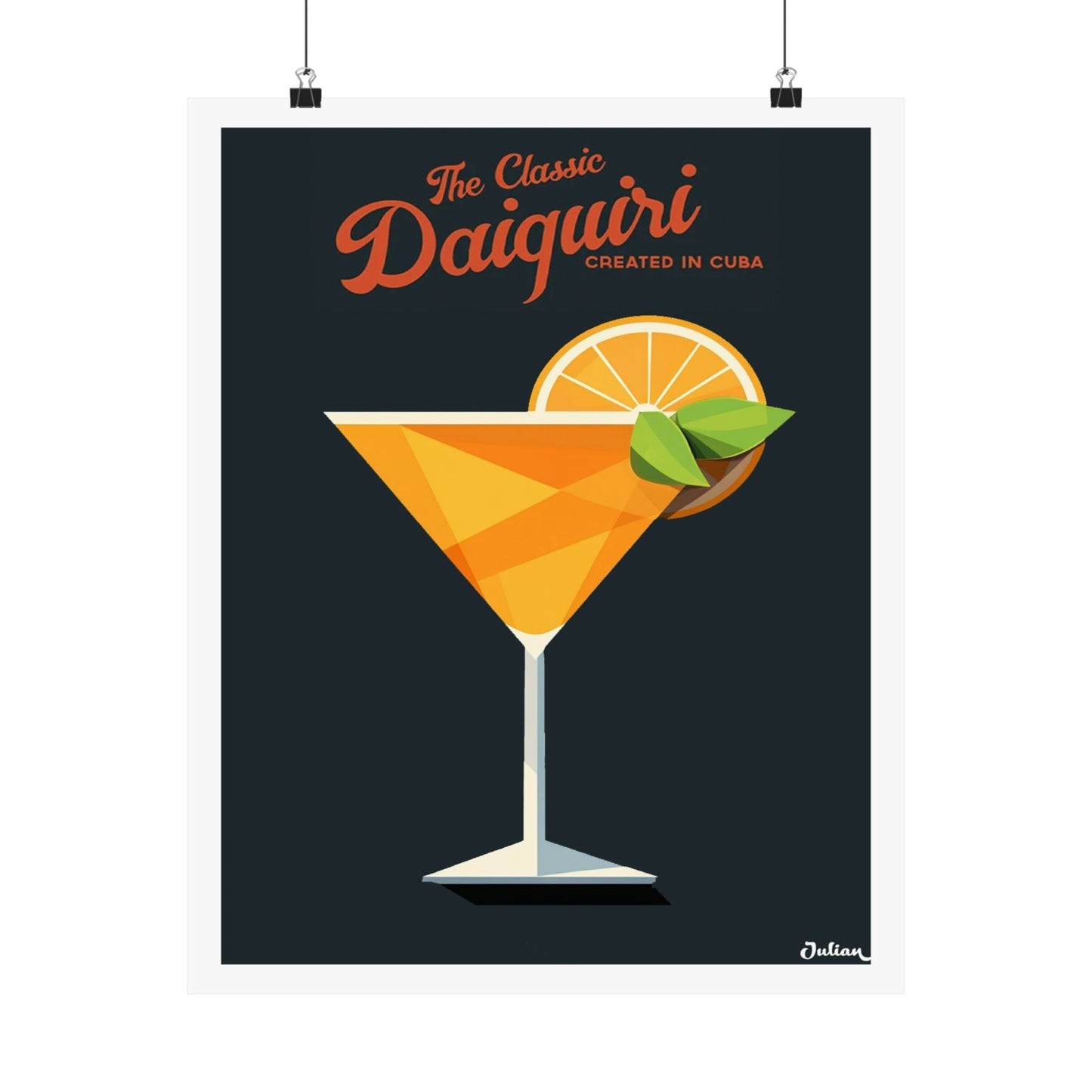 The Classic Daiquiri Cocktail Poster - Matte Vertical Posters, Cocktail Art Print, Decor, Wall Art, Home Decor, Cocktail Gift