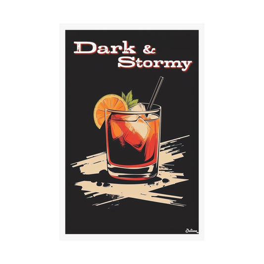 The Dark and Stormy Cocktail Poster - Matte Vertical Posters, Cocktail Art Print, Decor, Wall Art, Home Decor, Cocktail Gift