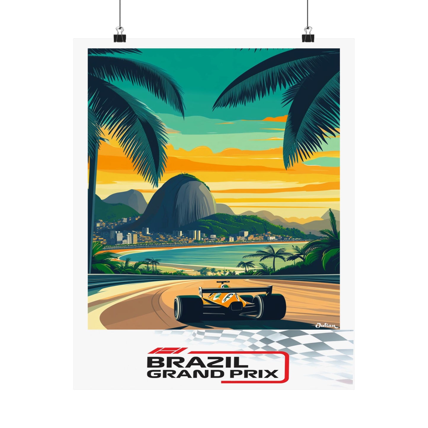 Brazilian Grand Prix Formula One F1 Poster - Matte Vertical Posters, F1 Art Print, Decor, Wall Art, Home Decor, F1 Poster Gift