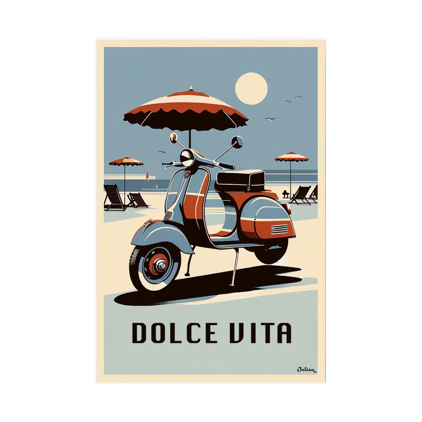 Dolce Vita | Vespa | Italy | Travel Poster | Modern Wall Art