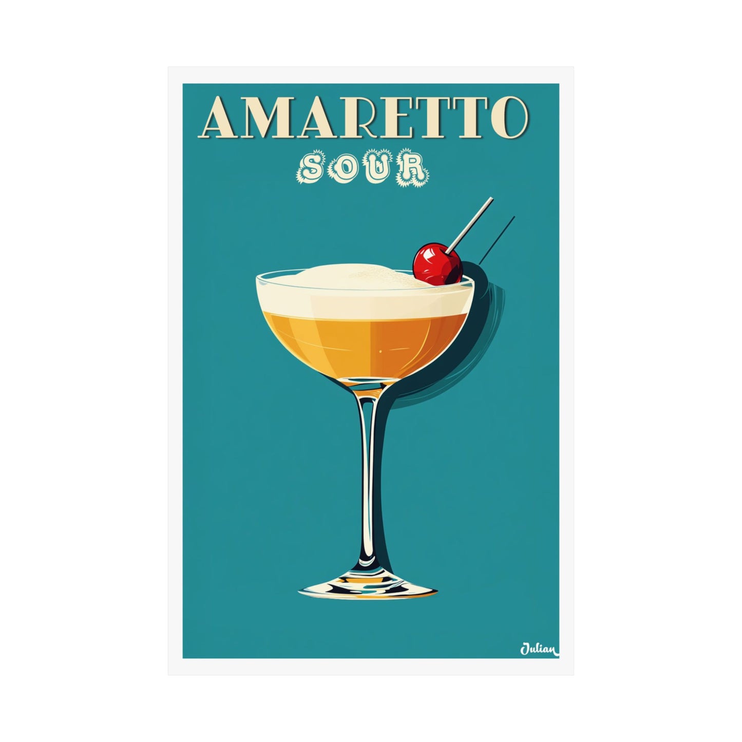 The Amaretto Sour Cocktail Poster - Matte Vertical Posters, Cocktail Art Print, Decor, Wall Art, Home Decor, Cocktail Gift
