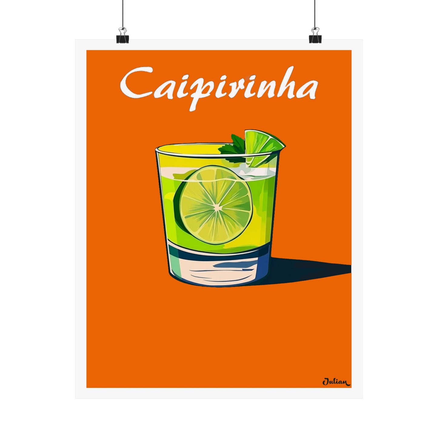 The Caipirinha Cocktail Poster - Matte Vertical Posters, Cocktail Art Print, Decor, Wall Art, Home Decor, Cocktail Gift