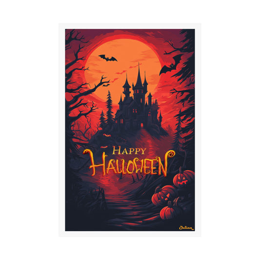 Happy Halloween Poster - Matte Vertical Posters, Halloween Art Print, Coastal Decor, Wall Art, Home Decor, Gift for Halloween