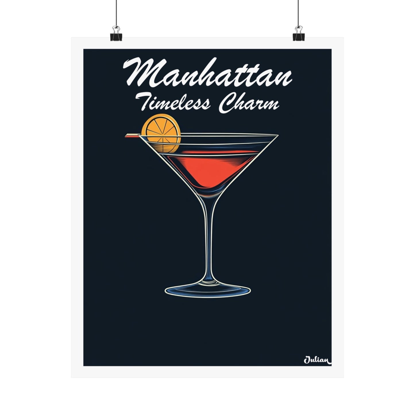 The Manhattan Cocktail Poster - Matte Vertical Posters, Cocktail Art Print, Decor, Wall Art, Home Decor, Cocktail Gift
