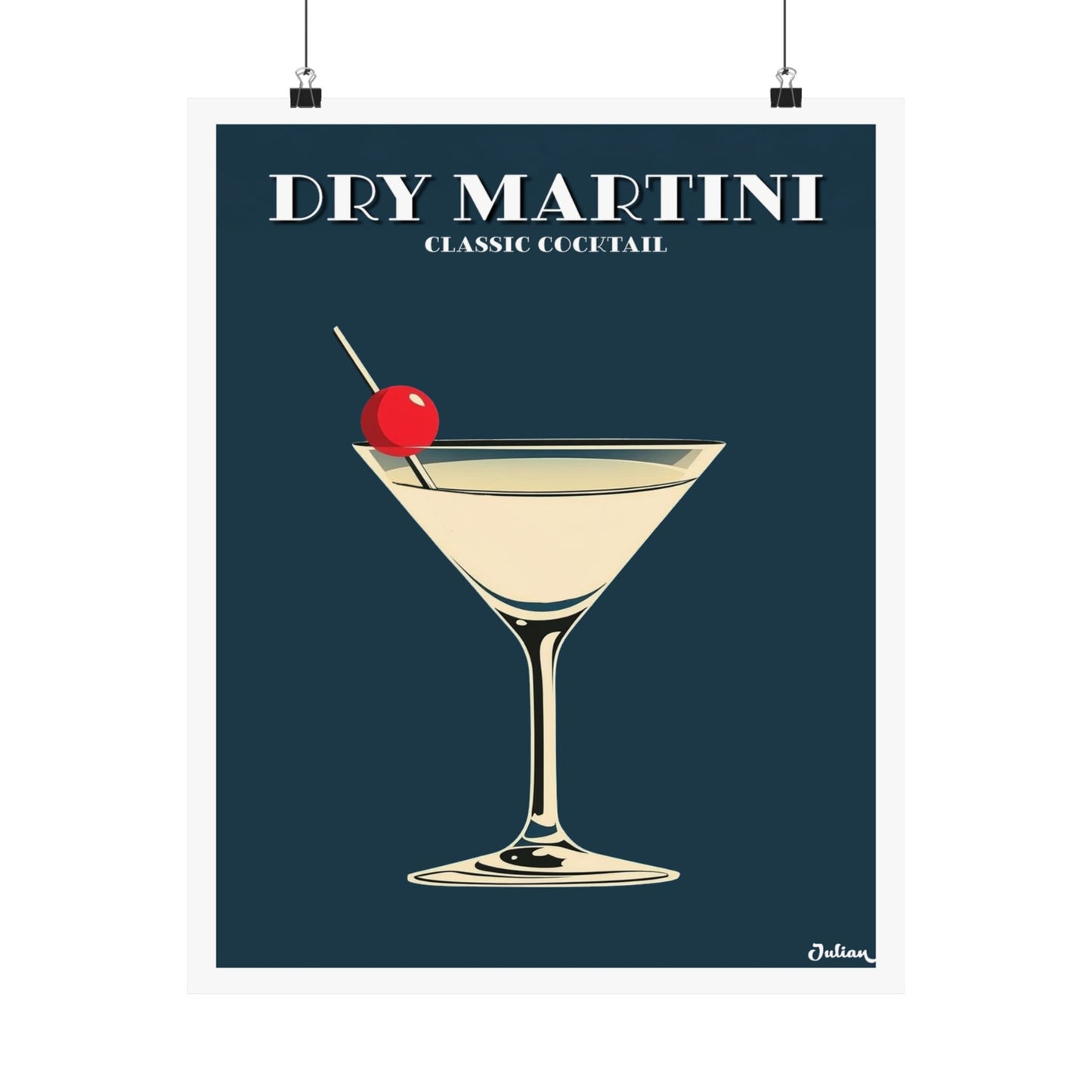 The Dry Martini Cocktail Poster - Matte Vertical Posters, Cocktail Art Print, Decor, Wall Art, Home Decor, Cocktail Gift