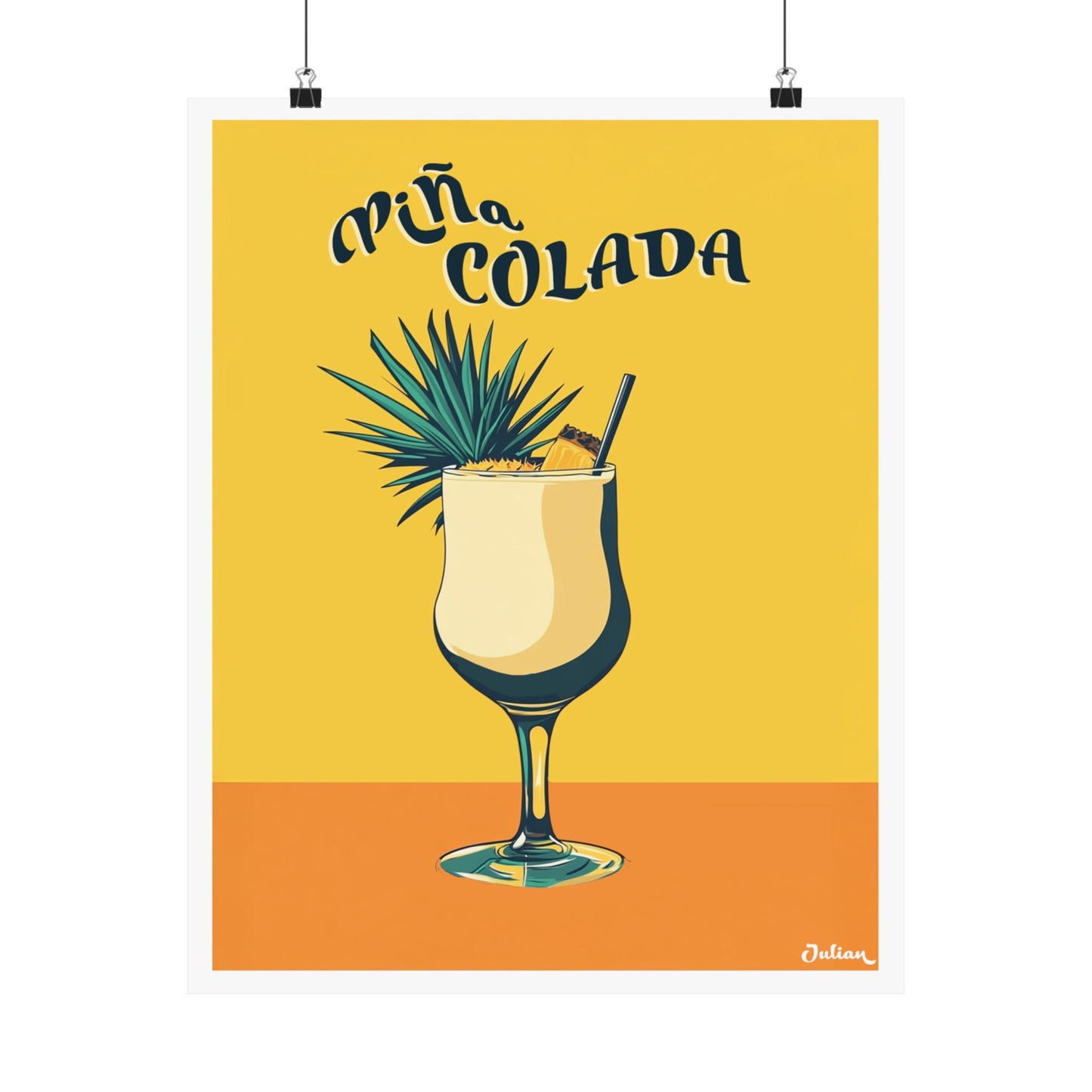The Pina Colada Cocktail Poster - Matte Vertical Posters, Cocktail Art Print, Decor, Wall Art, Home Decor, Cocktail Gift