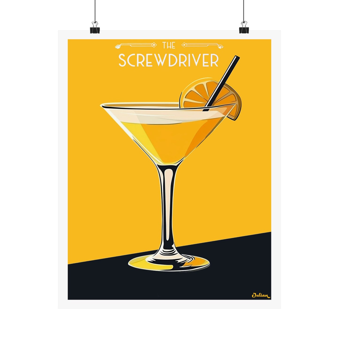 The Screwdriver Cocktail Poster - Matte Vertical Posters, Cocktail Art Print, Decor, Wall Art, Home Decor, Cocktail Gift