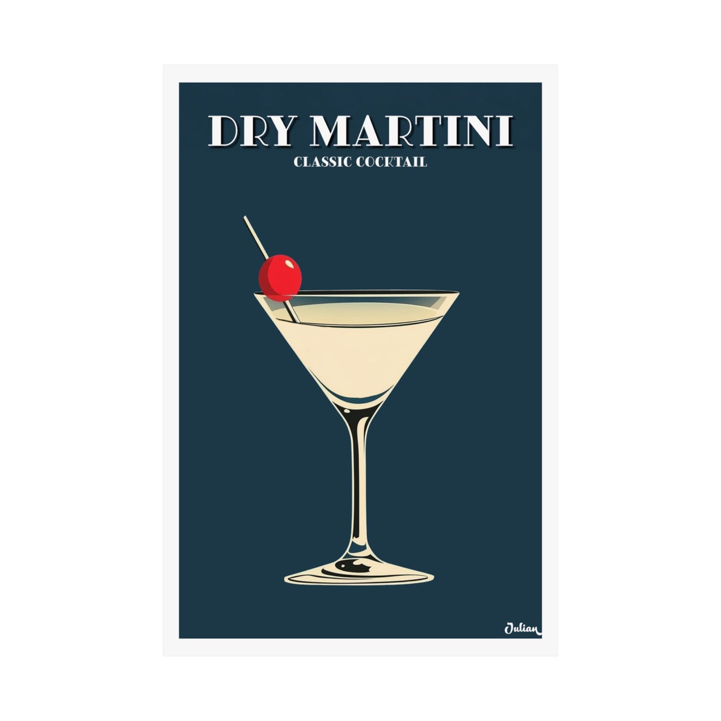 The Dry Martini Cocktail Poster - Matte Vertical Posters, Cocktail Art Print, Decor, Wall Art, Home Decor, Cocktail Gift