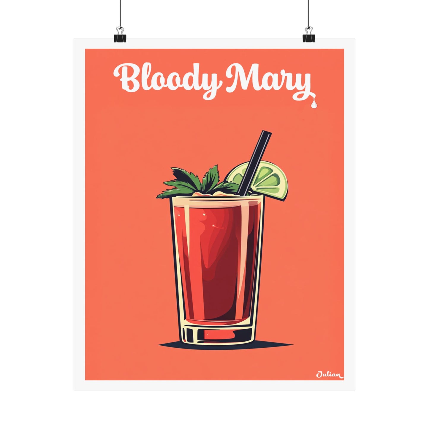 The Bloody Mary Cocktail Poster - Matte Vertical Posters, Cocktail Art Print, Decor, Wall Art, Home Decor, Cocktail Gift
