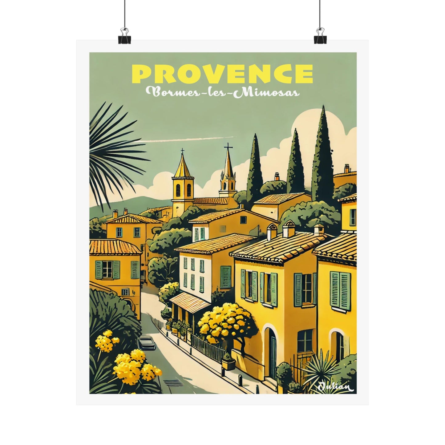 Bormes Les Mimosas Poster - Matte Vertical Posters, World Art Print, Decor, Wall Art, Home Decor, Poster Gift