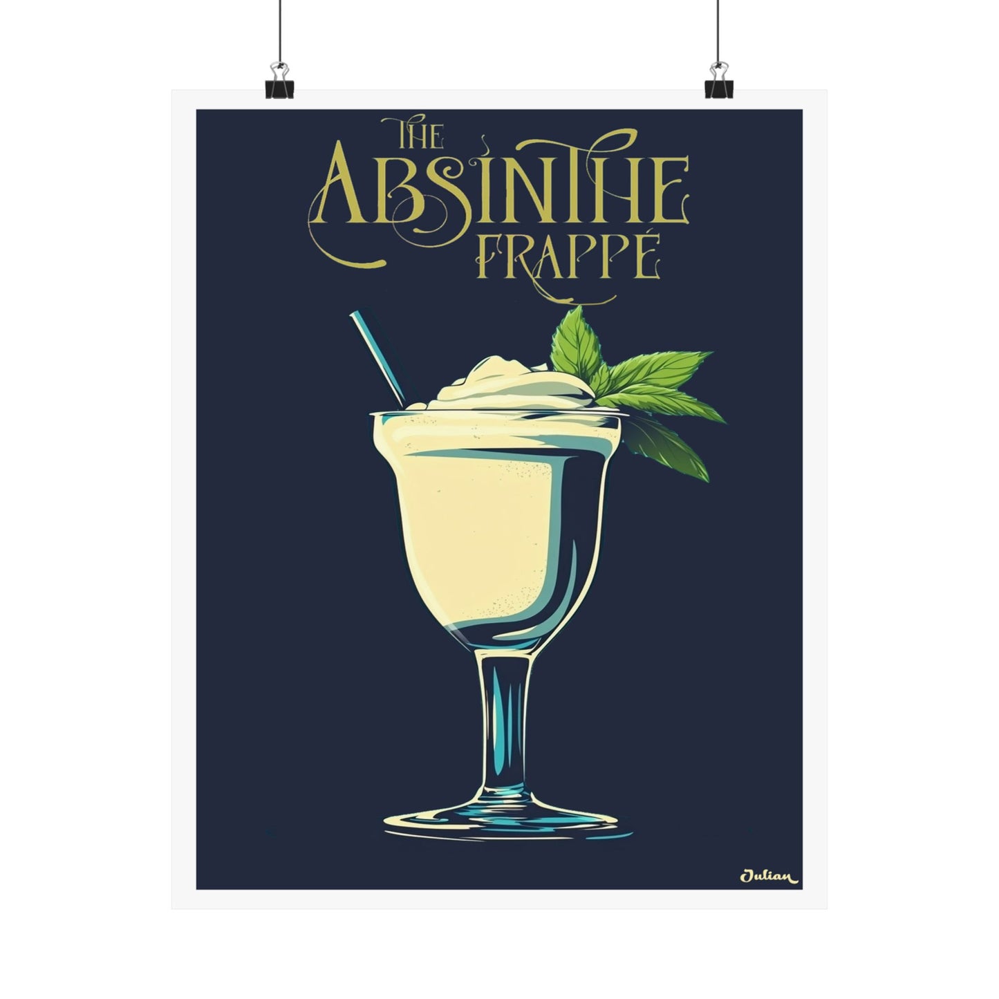 The Absinthe Frappé Cocktail Poster - Matte Vertical Posters, Cocktail Art Print, Decor, Wall Art, Home Decor, Cocktail Gift