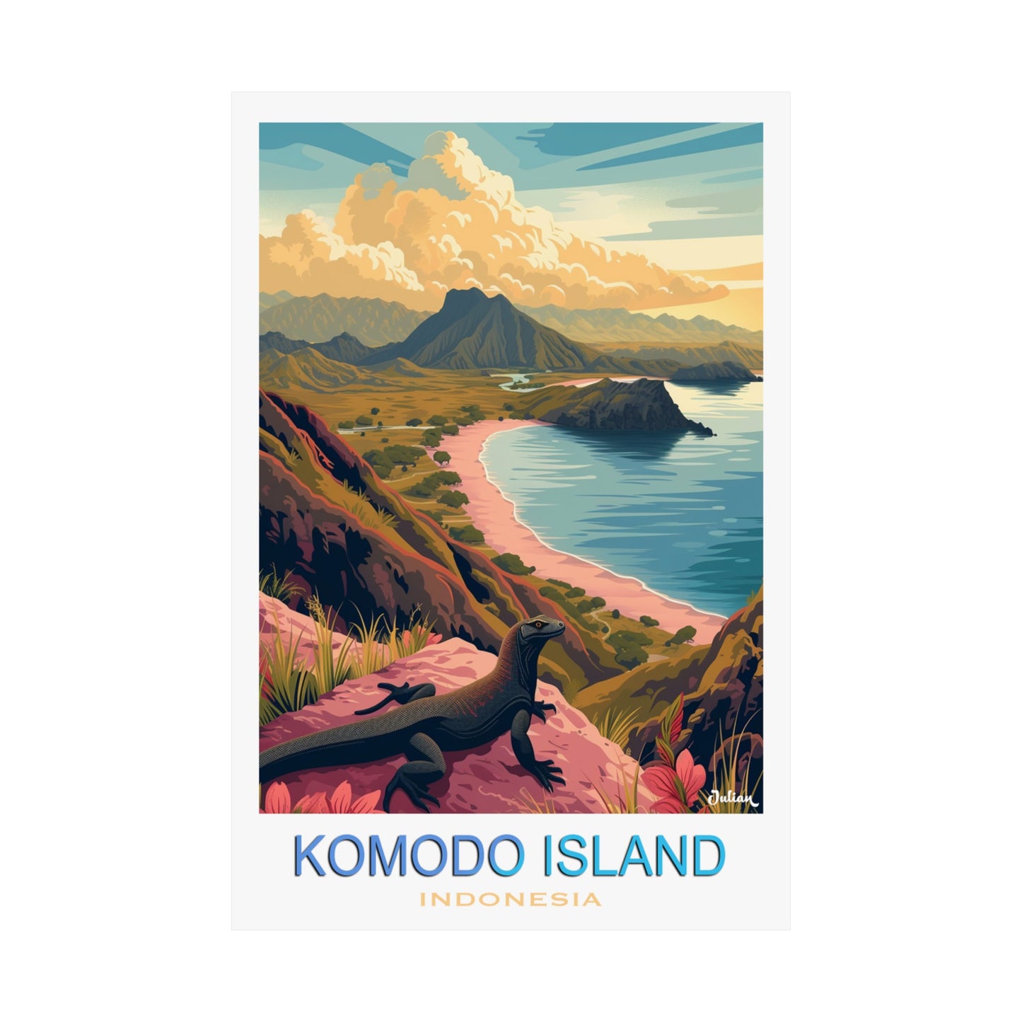 Komodo Island  Indonesia | Travel Poster | Modern Wall Art