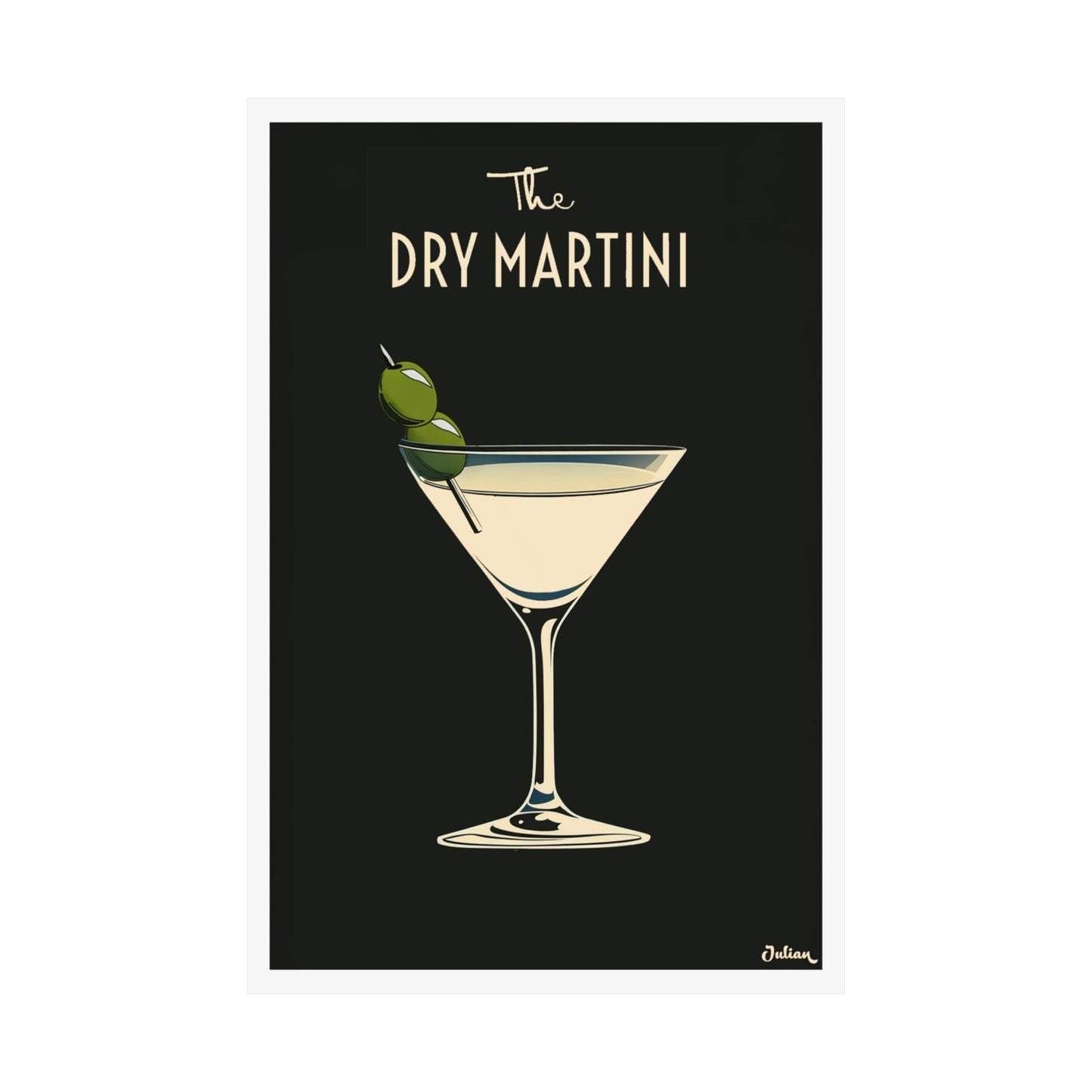 The Dry Martini Black Label Cocktail Poster - Matte Vertical Posters, Cocktail Art Print, Decor, Wall Art, Home Decor, Cocktail Gift