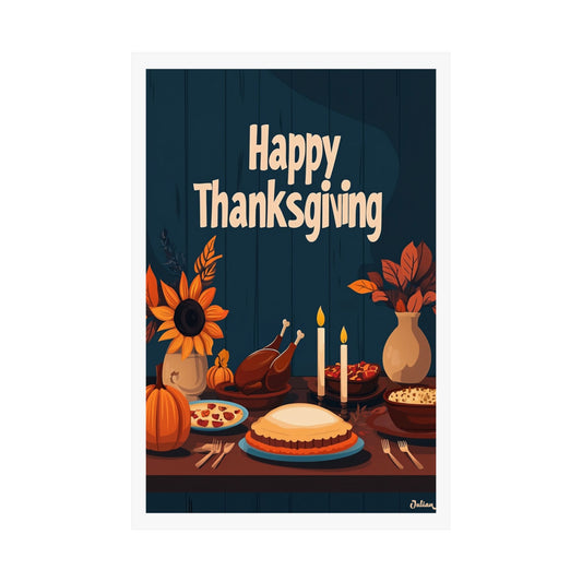 Happy Thanksgiving Poster - Matte Vertical Posters, Thanksgiving Art Print, Decor, Wall Art, Home Decor, Gift for Thanksgiving