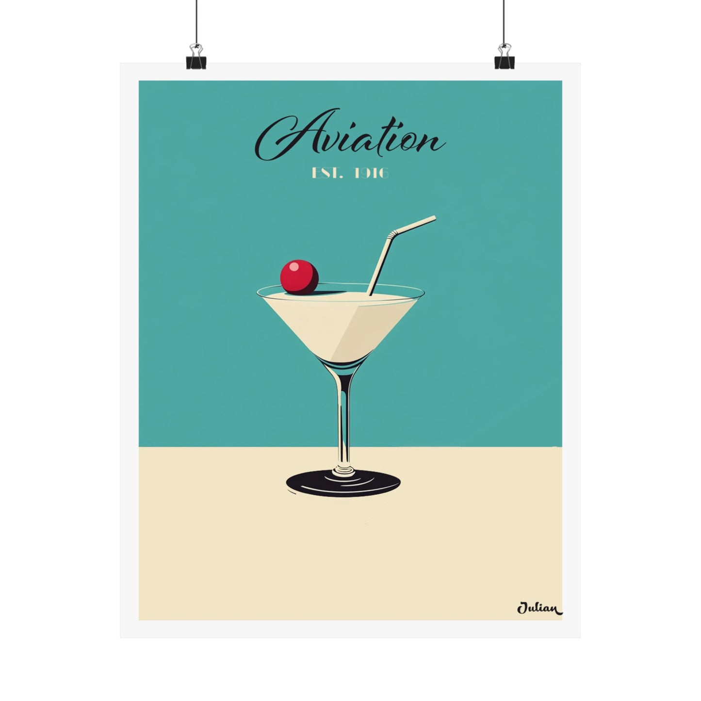 The Aviation Cocktail Poster - Matte Vertical Posters, Cocktail Art Print, Decor, Wall Art, Home Decor, Cocktail Gift