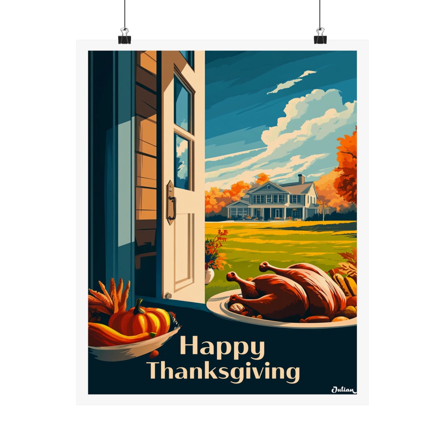 Happy Thanksgiving Poster - Matte Vertical Posters, Thanksgiving Art Print, Decor, Wall Art, Home Decor, Gift for Thanksgiving