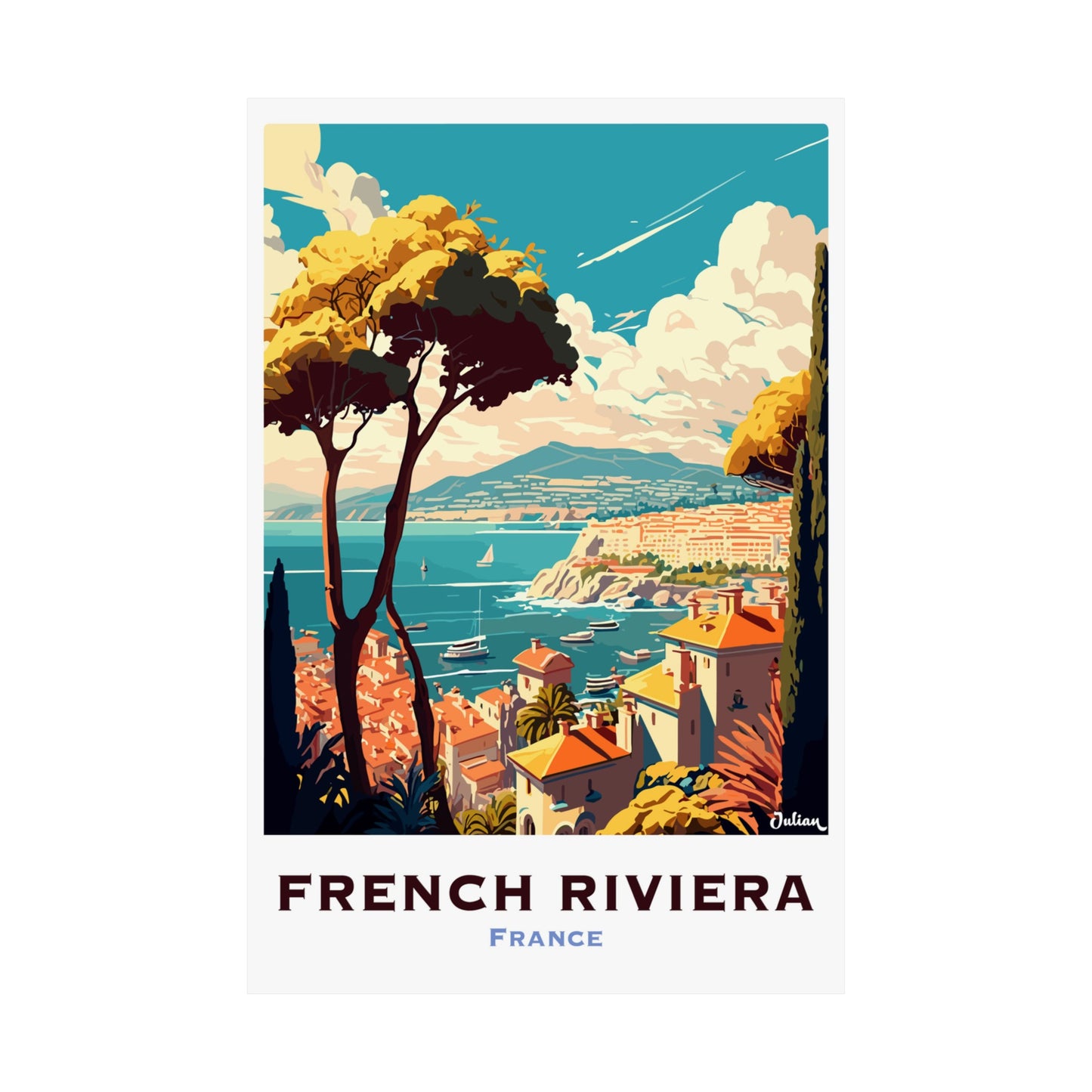 French Riviera - France | Travel Poster | Modern Wall Art