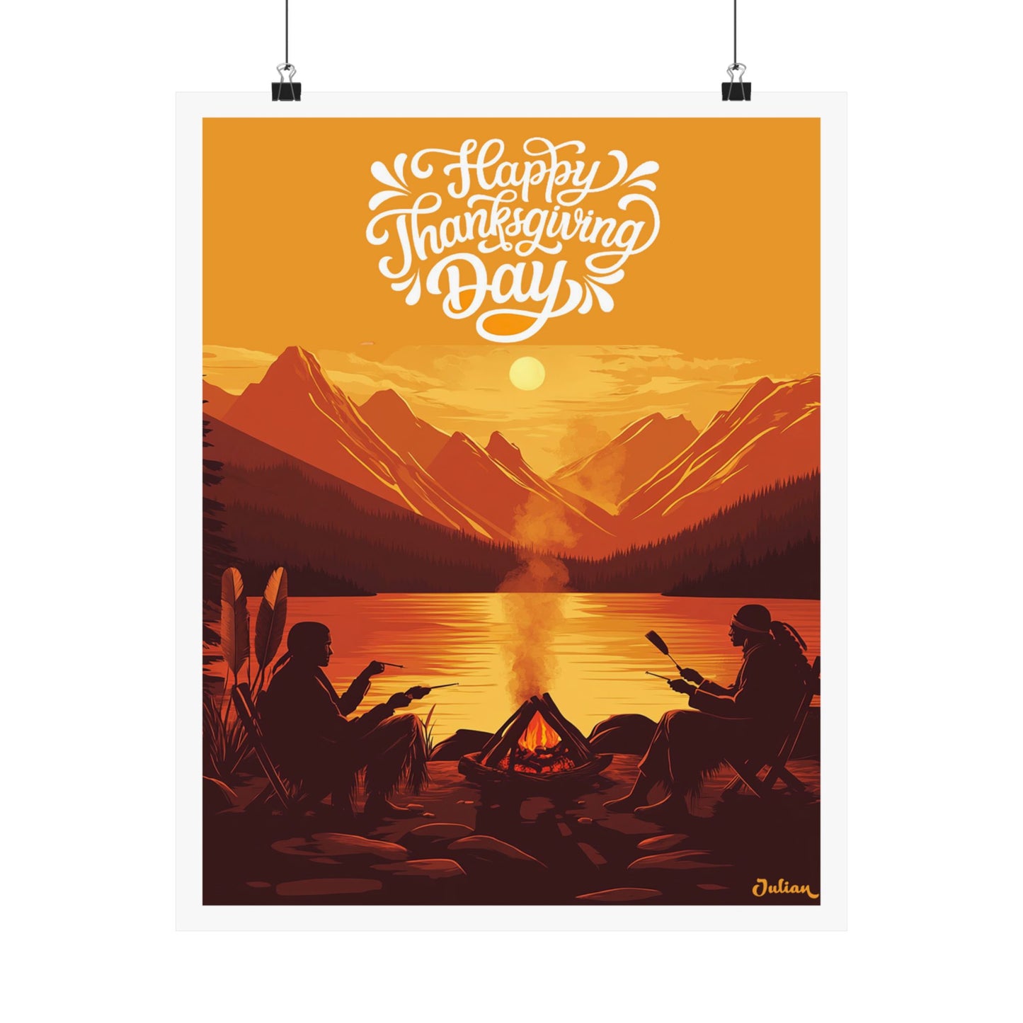 Happy Thanksgiving Indian Poster - Matte Vertical Posters, Thanksgiving Art Print, Decor, Wall Art, Home Decor, Gift for Thanksgiving