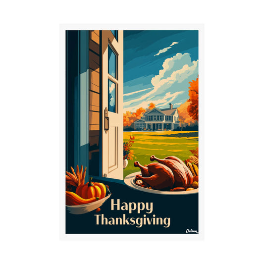 Happy Thanksgiving Poster - Matte Vertical Posters, Thanksgiving Art Print, Decor, Wall Art, Home Decor, Gift for Thanksgiving