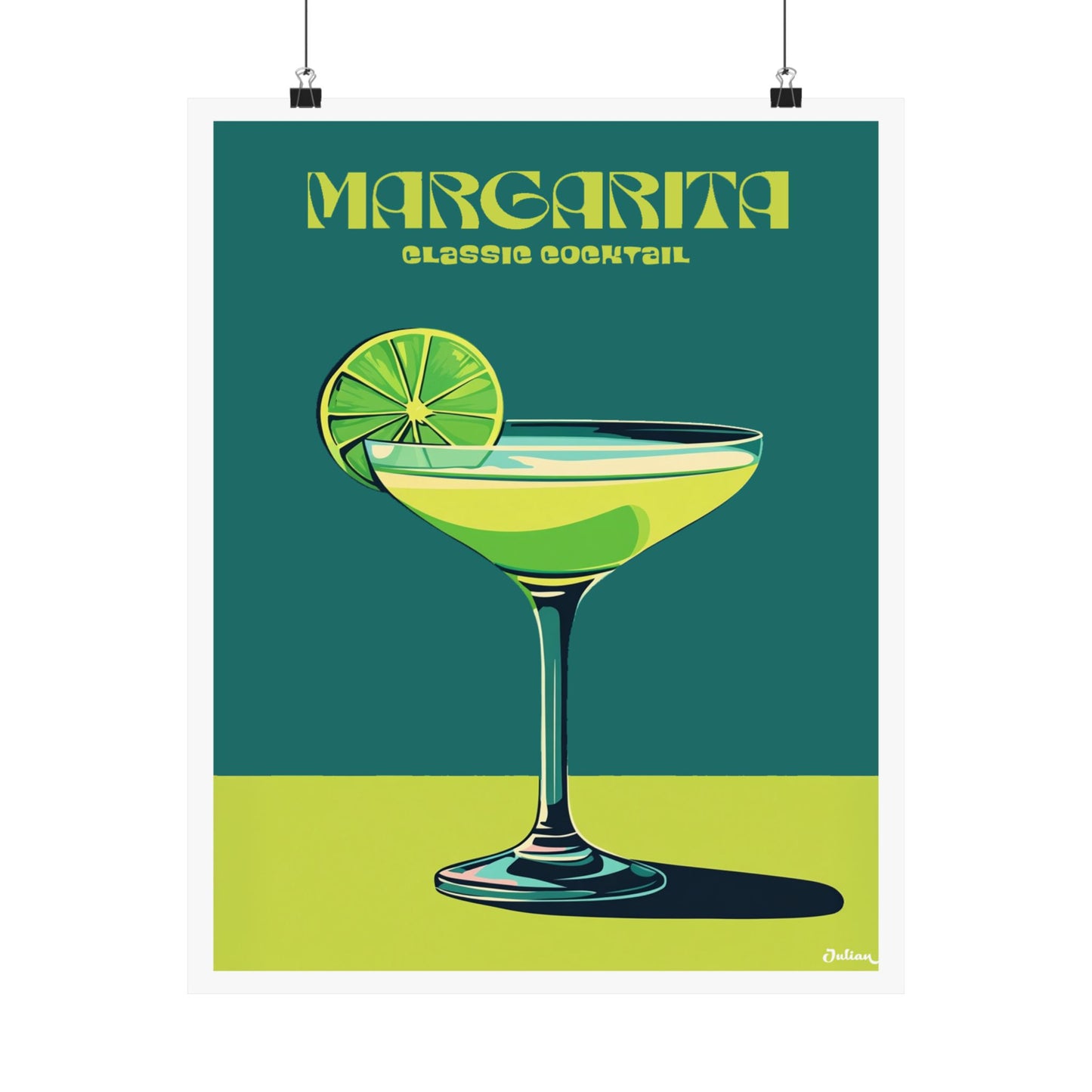 The Margarita Classic Cocktail Poster - Matte Vertical Posters, Cocktail Art Print, Decor, Wall Art, Home Decor, Cocktail Gift