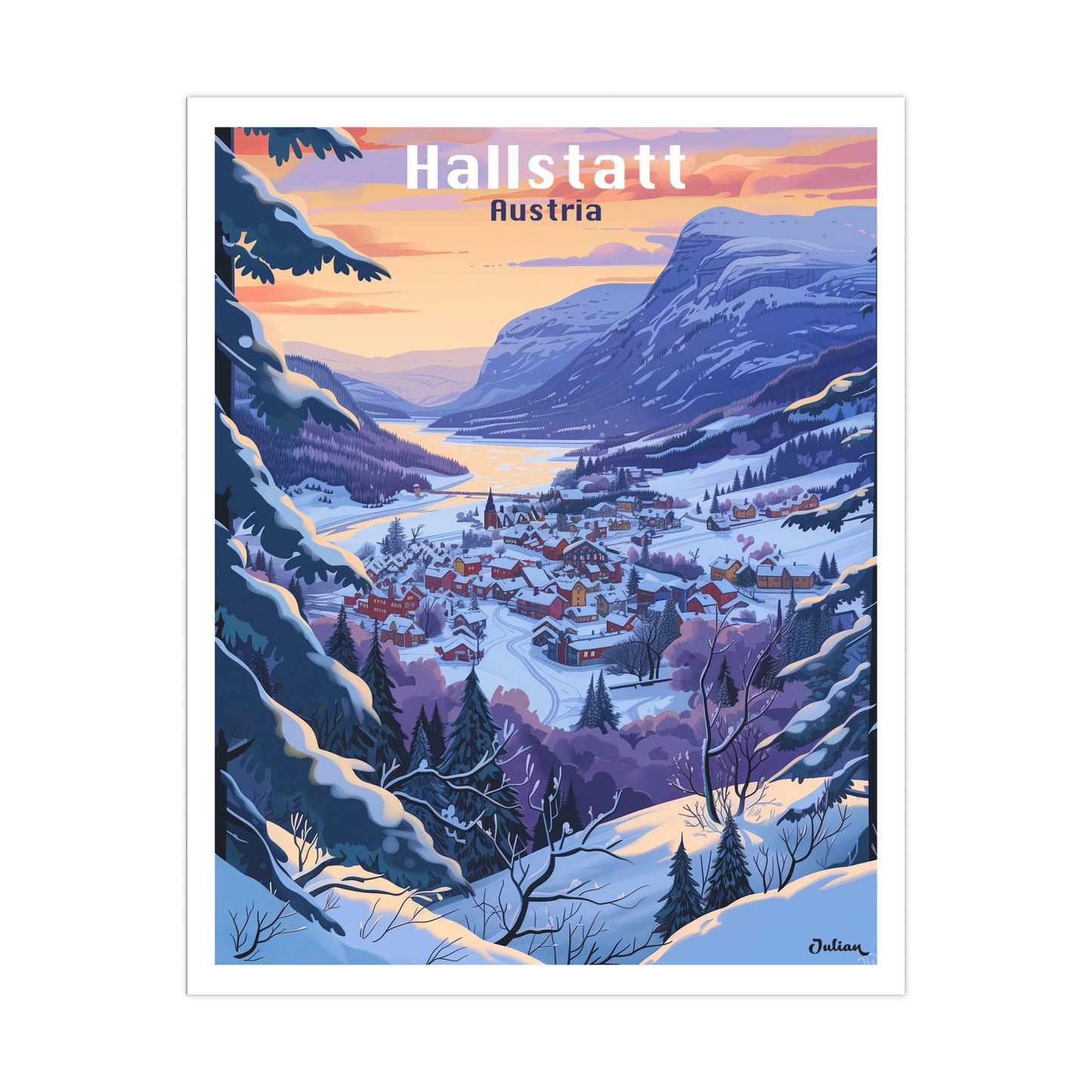 Hallstatt, Austria Travel Poster
