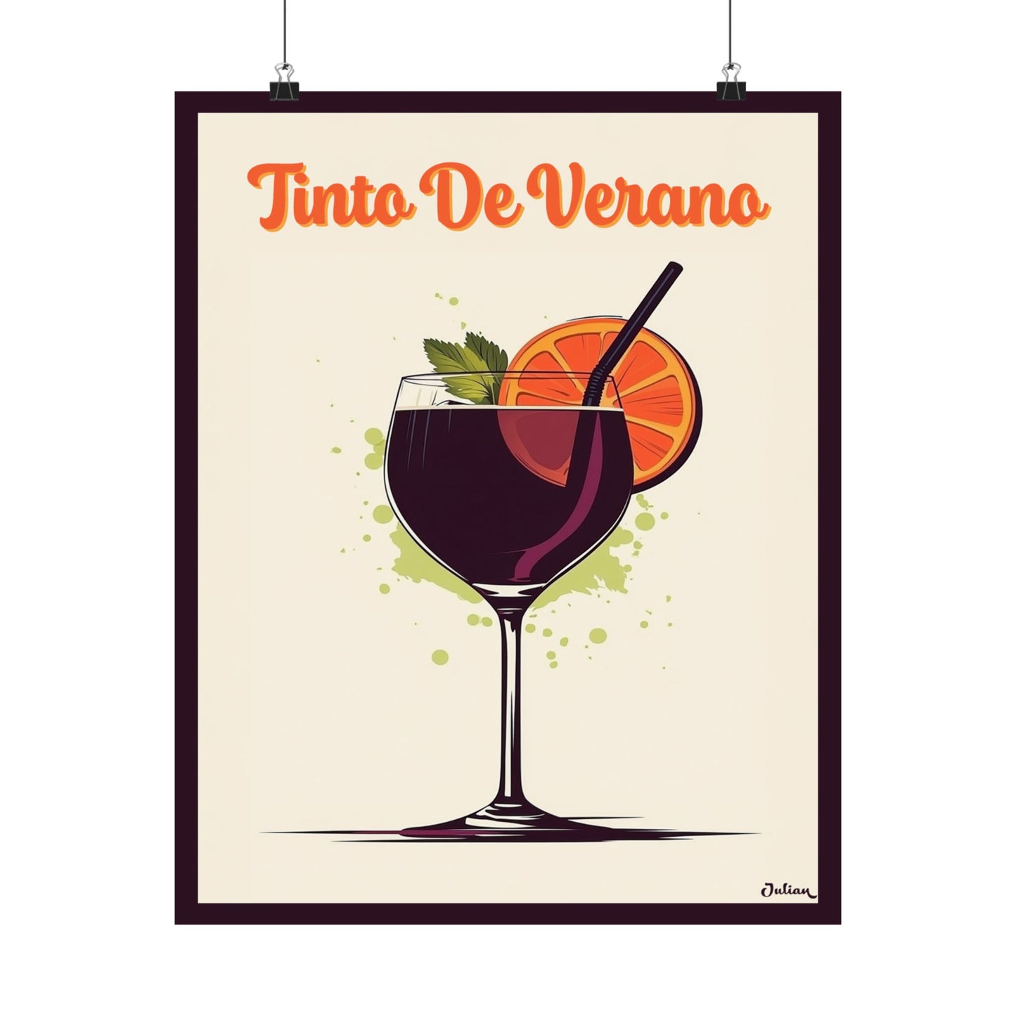 The Tinto de Verano Cocktail Poster - Matte Vertical Posters, Cocktail Art Print, Decor, Wall Art, Home Decor, Cocktail Gift