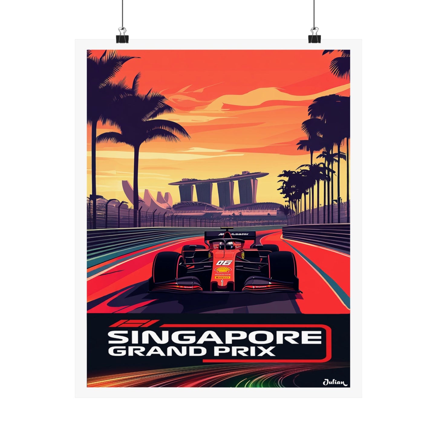 Singapore Grand Prix Formula One F1 Poster - Matte Vertical Posters, F1 Art Print, Decor, Wall Art, Home Decor, F1 Poster Gift