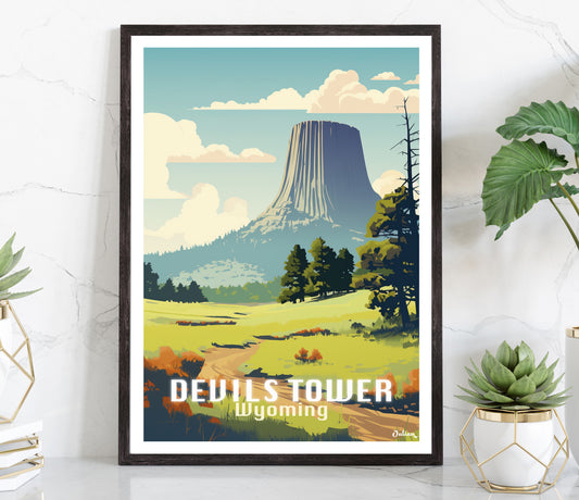 Devils Tower Wyoming | Travel Poster | Modern Wall Art