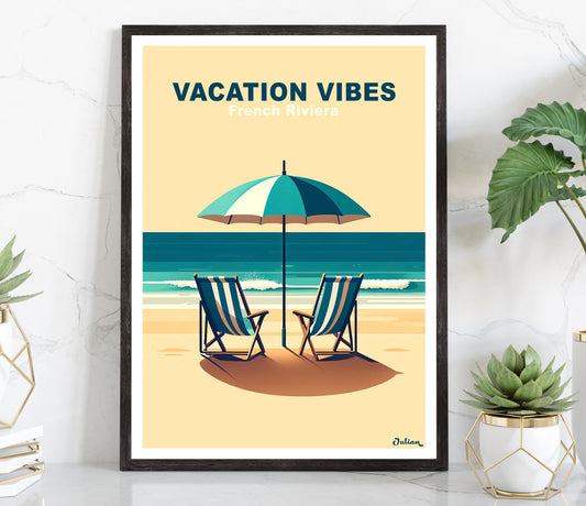 Vacation Vibes - French Riviera | Travel Poster | Modern Wall Art